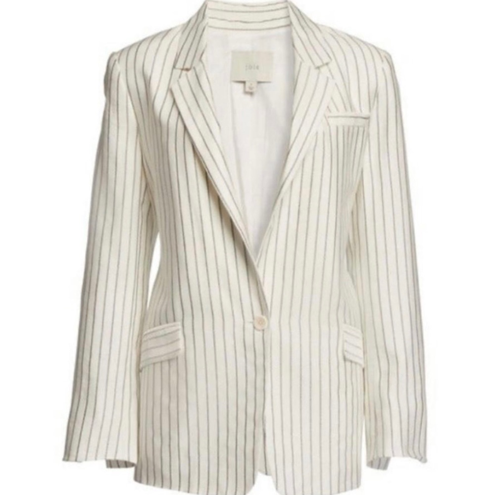 Joie off white with gray/black stripes linen blazer size 2